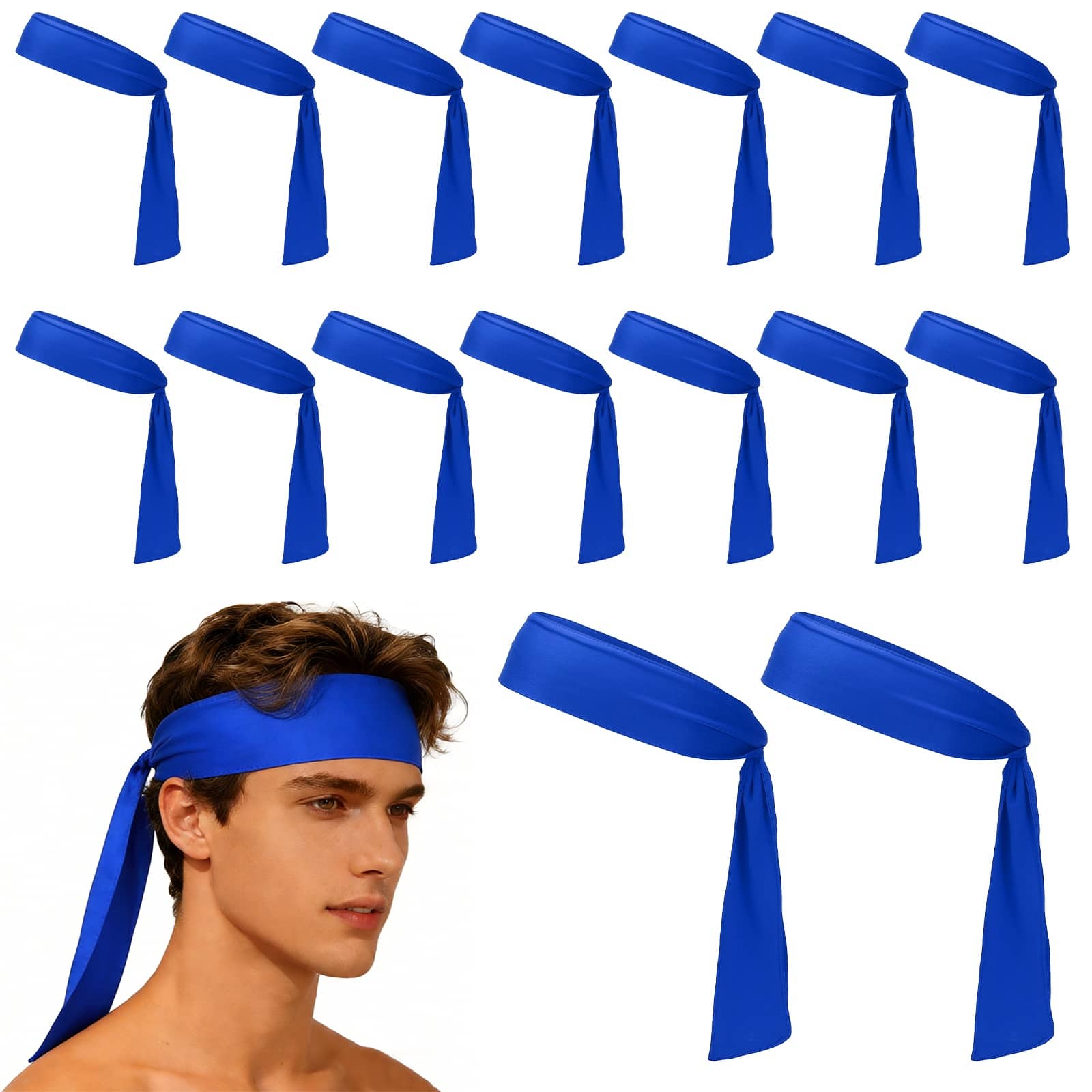 Unique Bargains - Tie Sweatband Headband, Adjustable Non-Slip Moisture Wicking Athletic Headband, 20pcs - For Tennis/Karate/Workout/Yoga - Deep Blue price history on PriceWatchPro