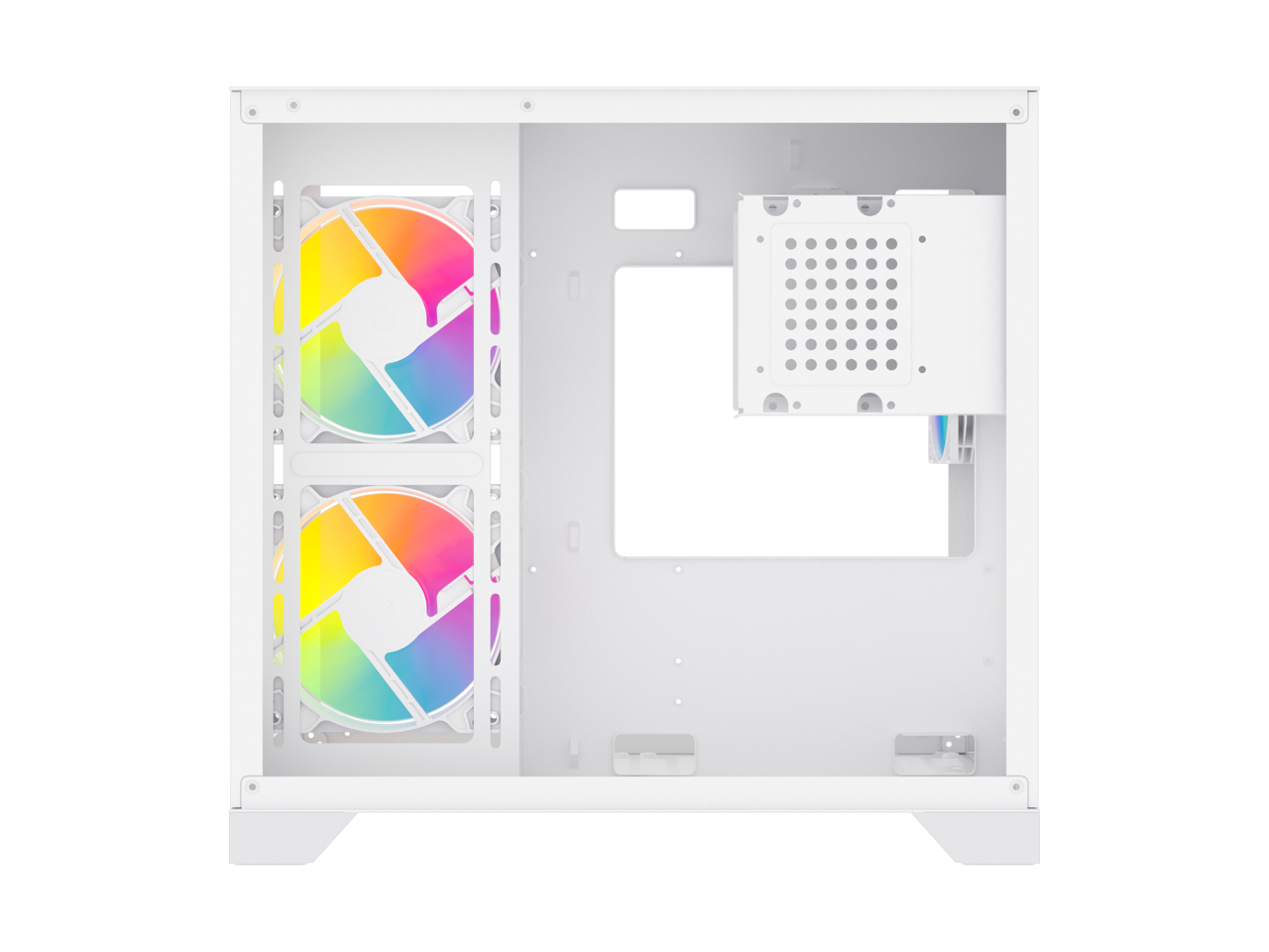 Alt View 10. DIYPC - DIYPC ARGB-Q3.R2-W White USB3.0/Type C Micro ATX Case w/ Tempered Glass & 3 ARGB Fans - White.