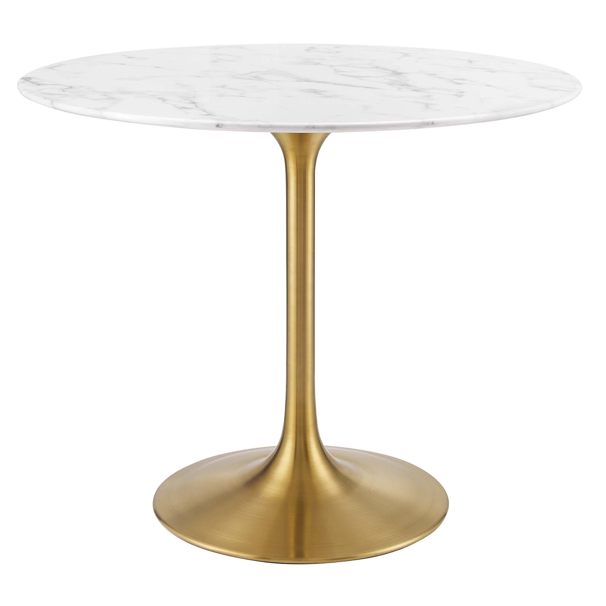 Angle. Modway - Lippa Round 36" Dining Table - Gold White.