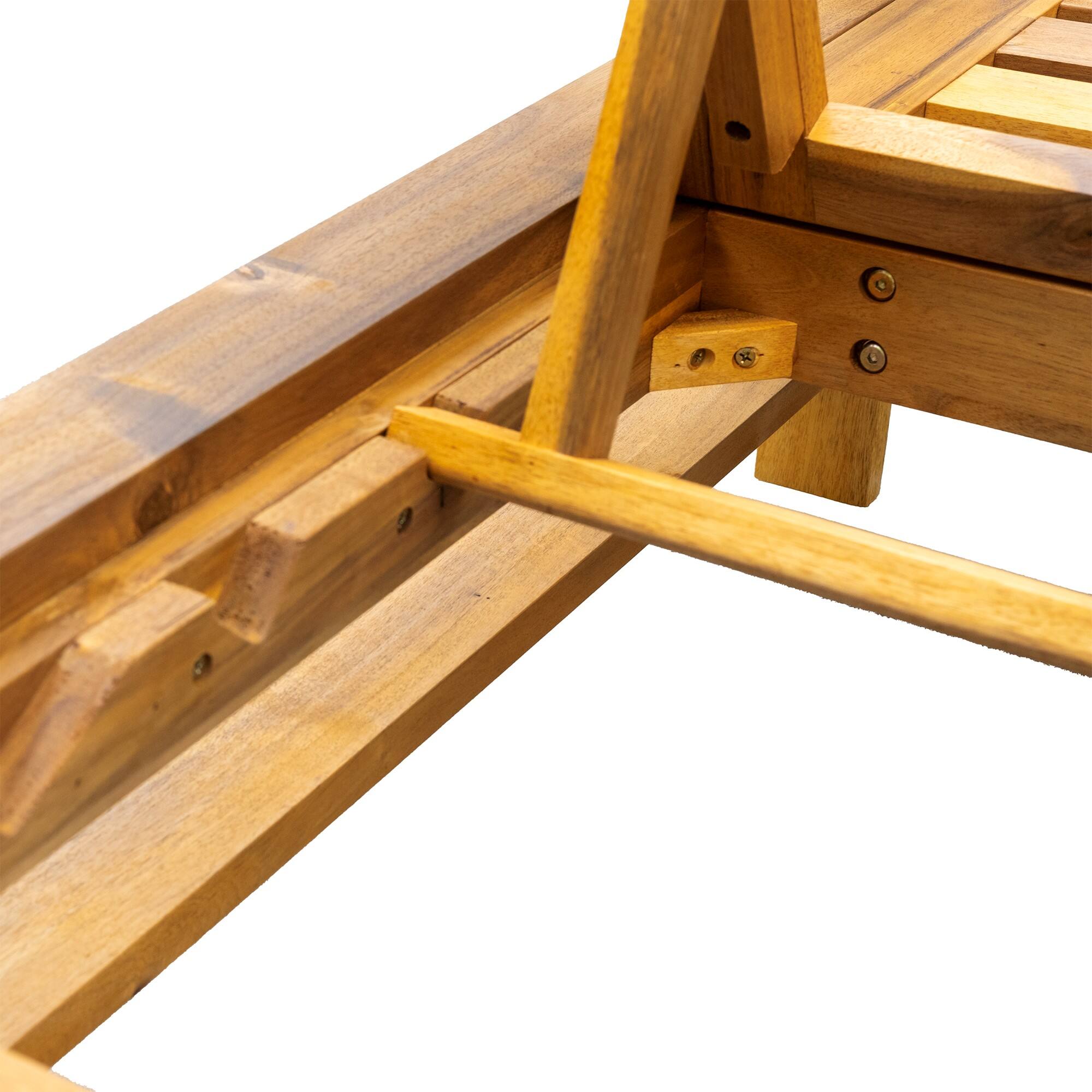 Alt View 6. Mondawe - Acacia Wood Adjustable Backrest Outdoor Lounge Chair - Natural+Beige.