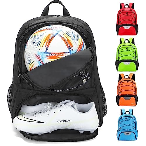Live At Space - Soccer Bag-Soccer Backpack&Backpack for Football Basketball with Ball Compartment Separate Cleat Package - Black