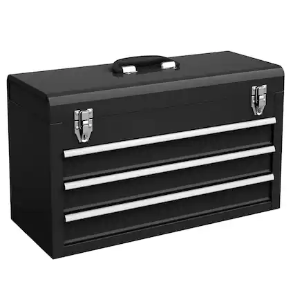 Front. Costway - Costway Portable Tool Chest Box Storage Cabinet Garage Mechanic Organizer 3 Drawers - Black.