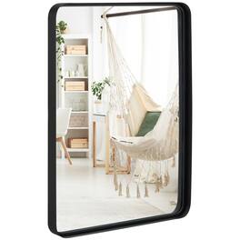 Costway - 30"X22"Wall Mount Bathroom Mirror Rectangular Vanity Mirror Vertical Horizontal - Black