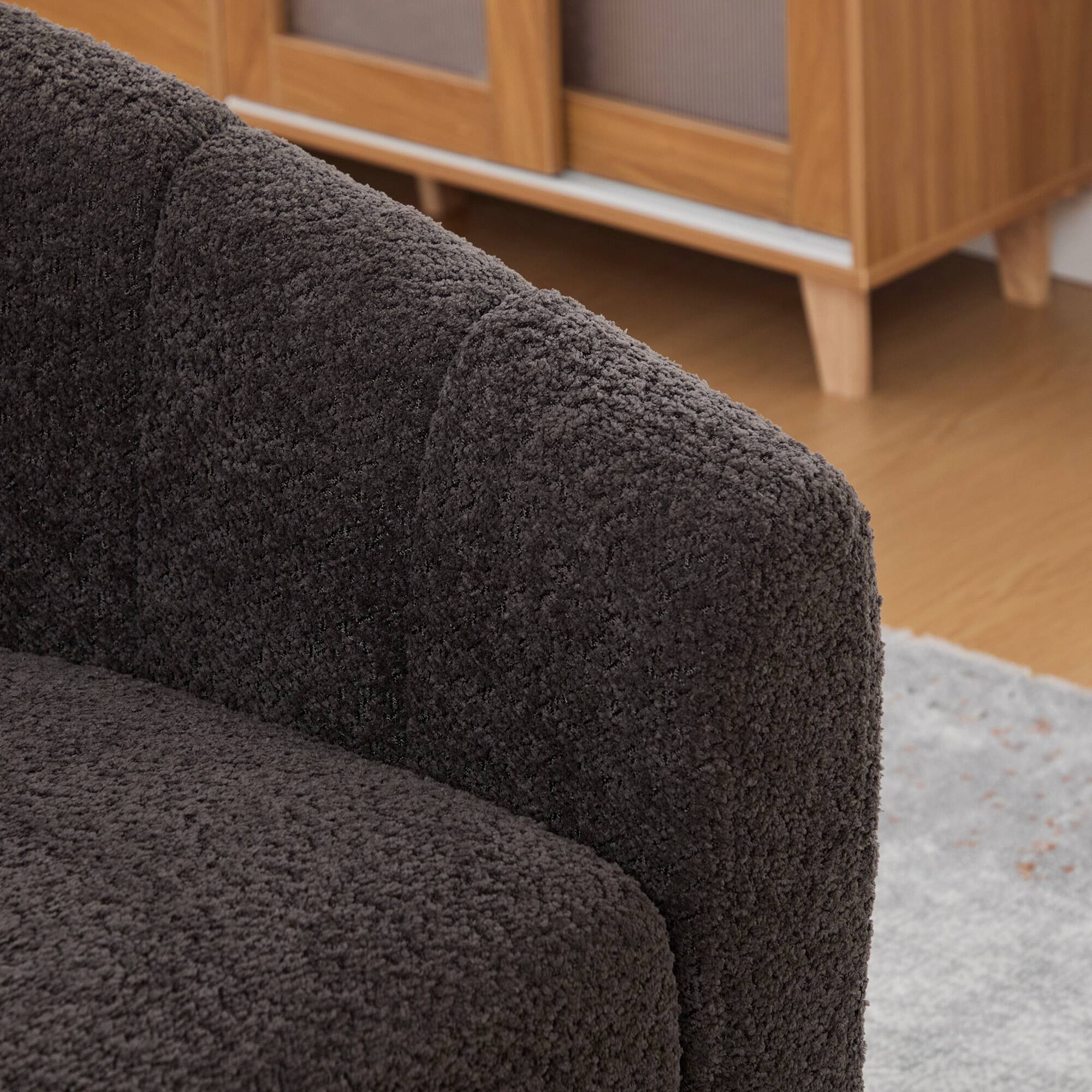 Alt View 1. Boyel Living - Chenille Swivel Barrel Accent Chair with Tufted Round Back and Metal Base, 31.89 in. - Charcoal.