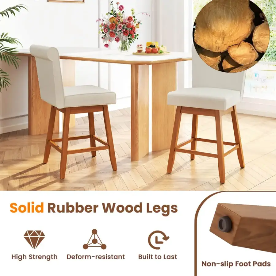 Solid Rubber Wood Legs High Strength Deform-resistant Built to Last Non-slip Foot Pads