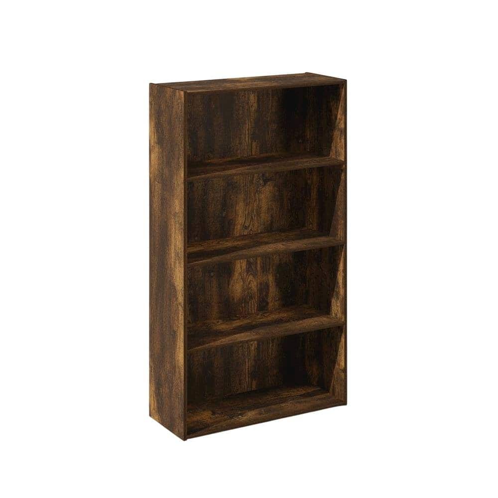 FurniFact - Wood Bookcase with Open Shelving for Living Room Storage - Amber Pine