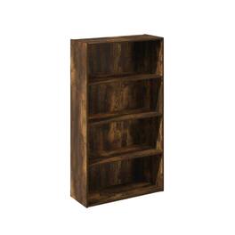 FurniFact - Wood Bookcase with Open Shelving for Living Room Storage - Amber Pine