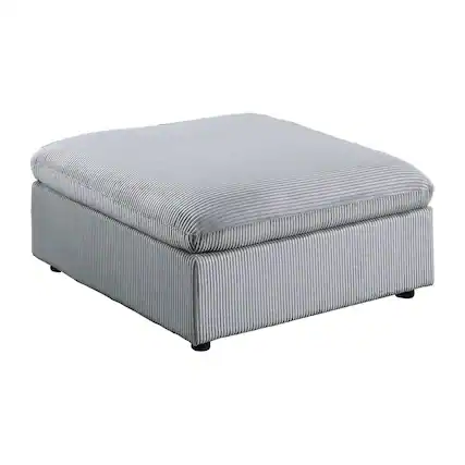 Front. Manhattan Lane - Joana Cocktail Ottoman, Light Gray Corduroy, Modular Square 39 Inch - Gray, Black.