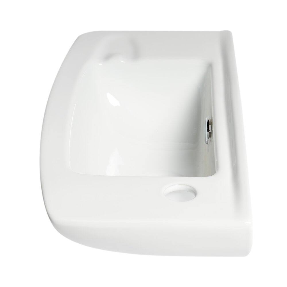 Back. Alfi - White 20" Small Wall Mounted Ceramic Sink with Faucet Hole - White.