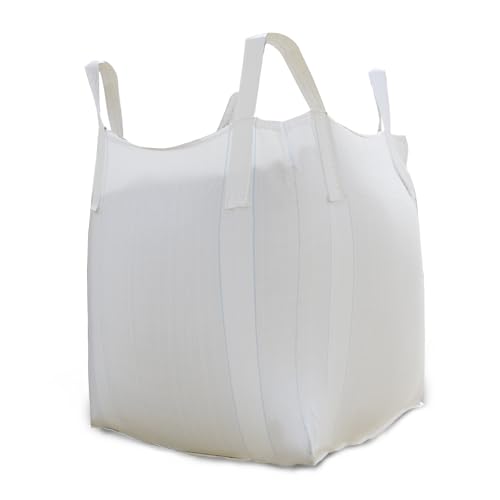 Front. DORLUKFU - FIBC Bulk Bag - 2650 lbs Capacity, 39x39x39 inches, Polypropylene (PP), Open Top, White, Rectangular, Reusable, 1-Pack - ‎White.
