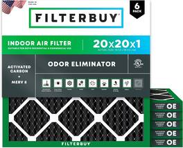 Filterbuy - 20x20x1 MERV 10 Odor & Allergy Defense, Electrostatic Pleated HVAC AC Furnace Air Filters Replacement (6-Pack) - Black