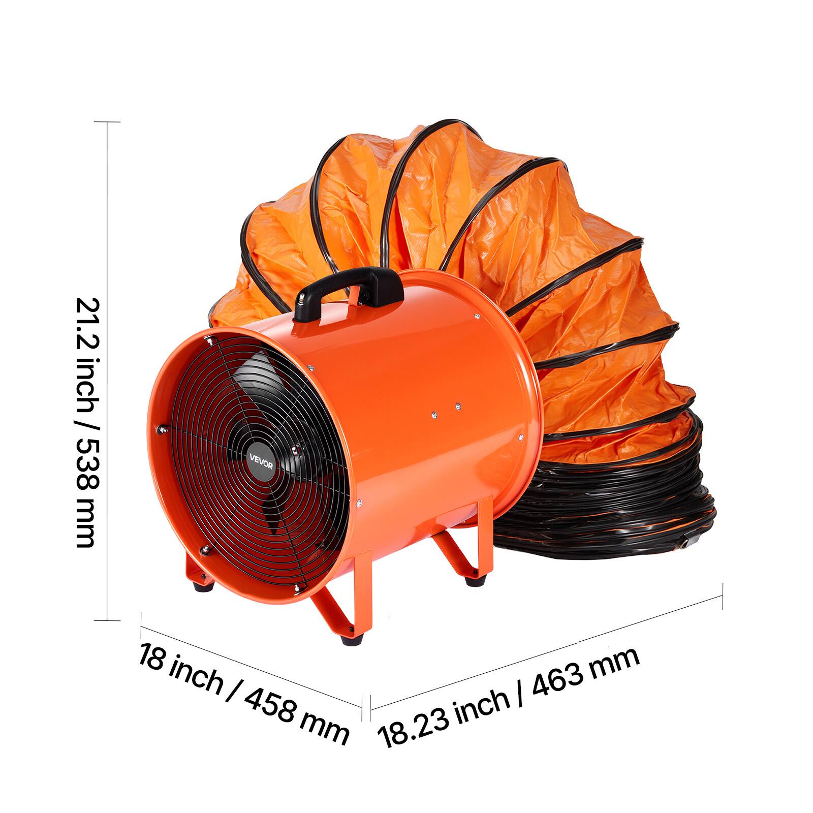 21.2 inch / 538 mm

VEVOR

18 inch / 458 mm

18.23 inch / 463 mm