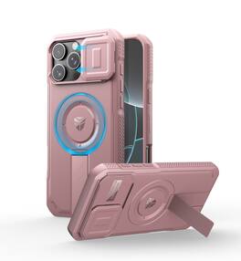 dexnor - for iPhone 16 Pro Max Case with Slide Camera Cover & Adjustable Kickstand - Peony Pink