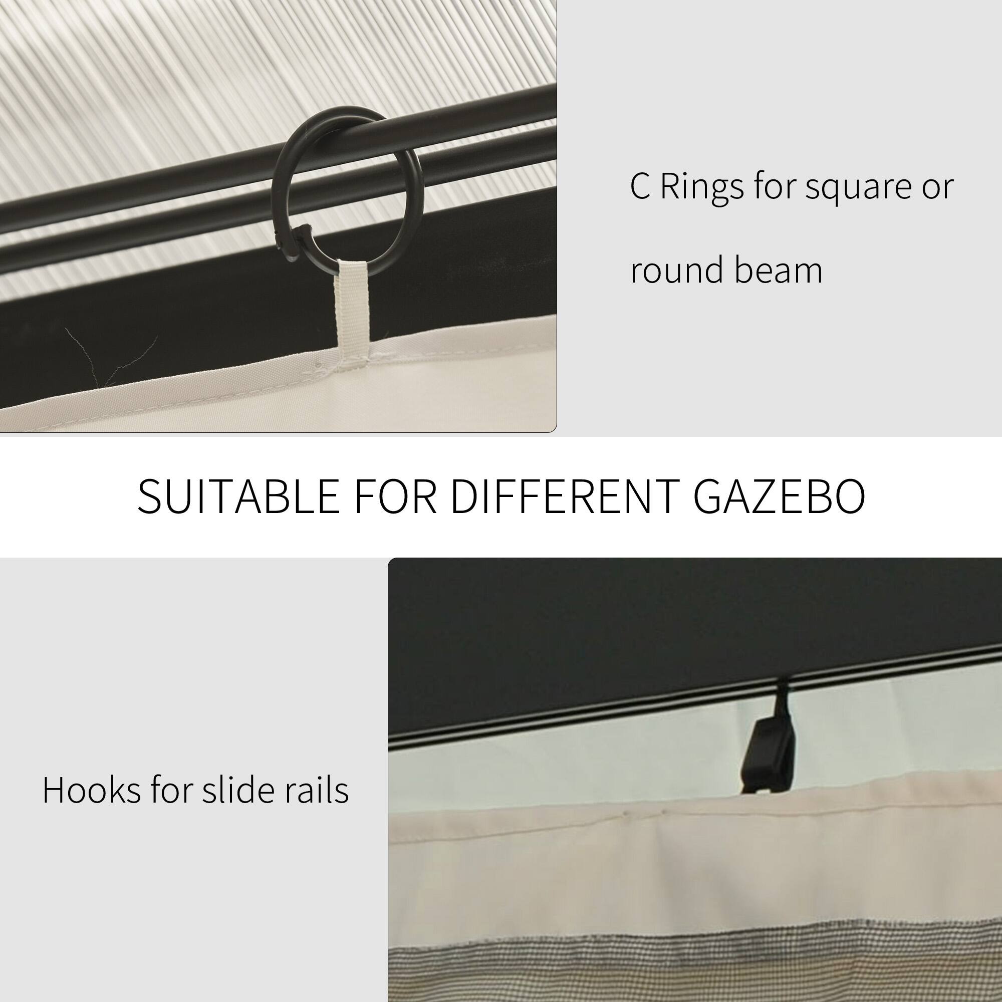 Rings for square or round beam, Hooks for slide rails, SUITABLE FOR DIFFERENT GAZEBO