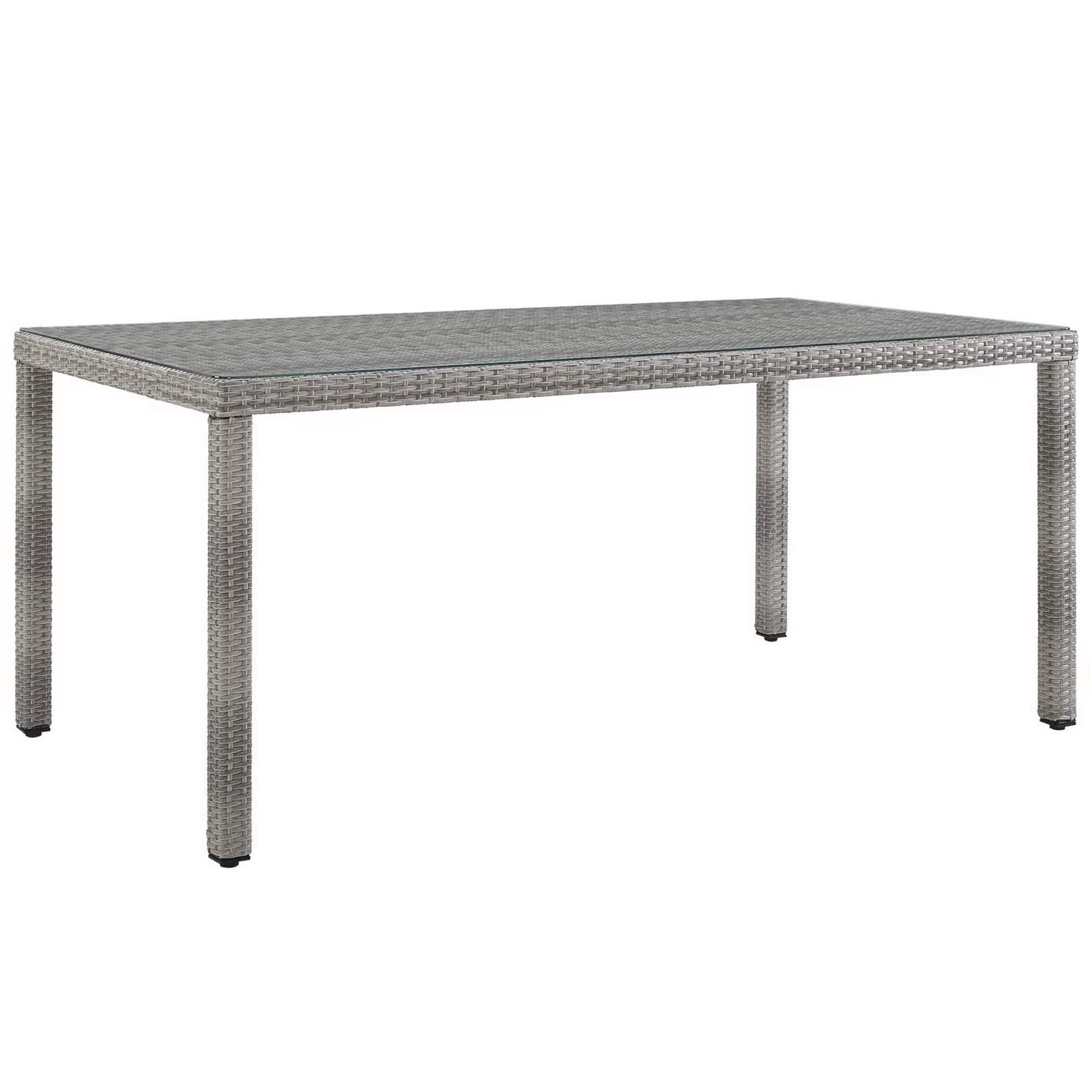 Aura 68" Outdoor Patio Wicker Rattan Dining Table by Modway - Gray