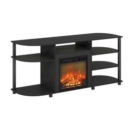 FurniFact - Entertainment Center Stand, Fireplace, TVs up to 55 Inch, Finish - Brown