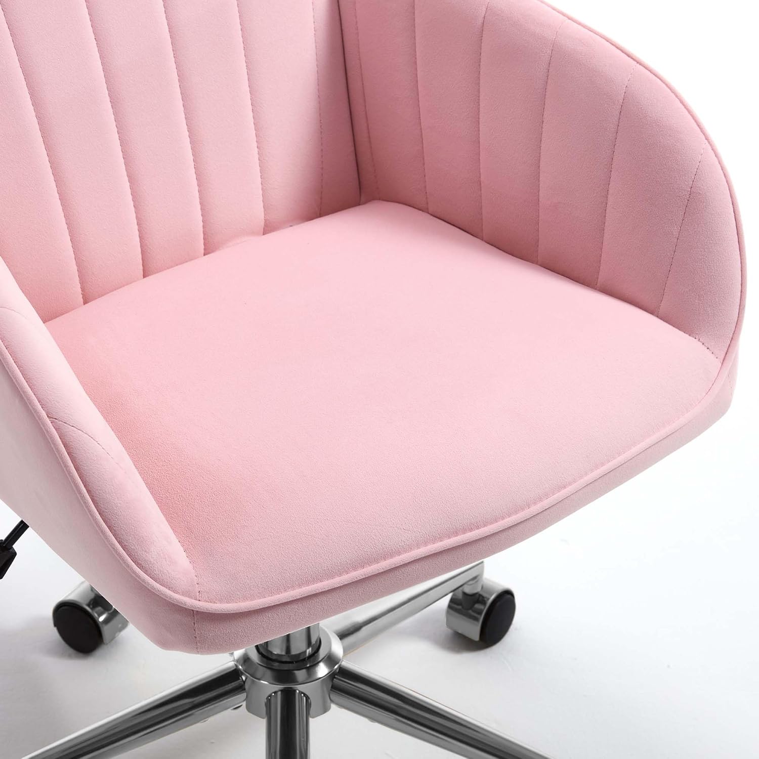 Alt View 5. Trinkets Crazed - 24.6" Velvet Office Chair, Ergonomic Swivel Desk Chair with Memory Foam Seat - Adjustable Height Computer Chair - pink.