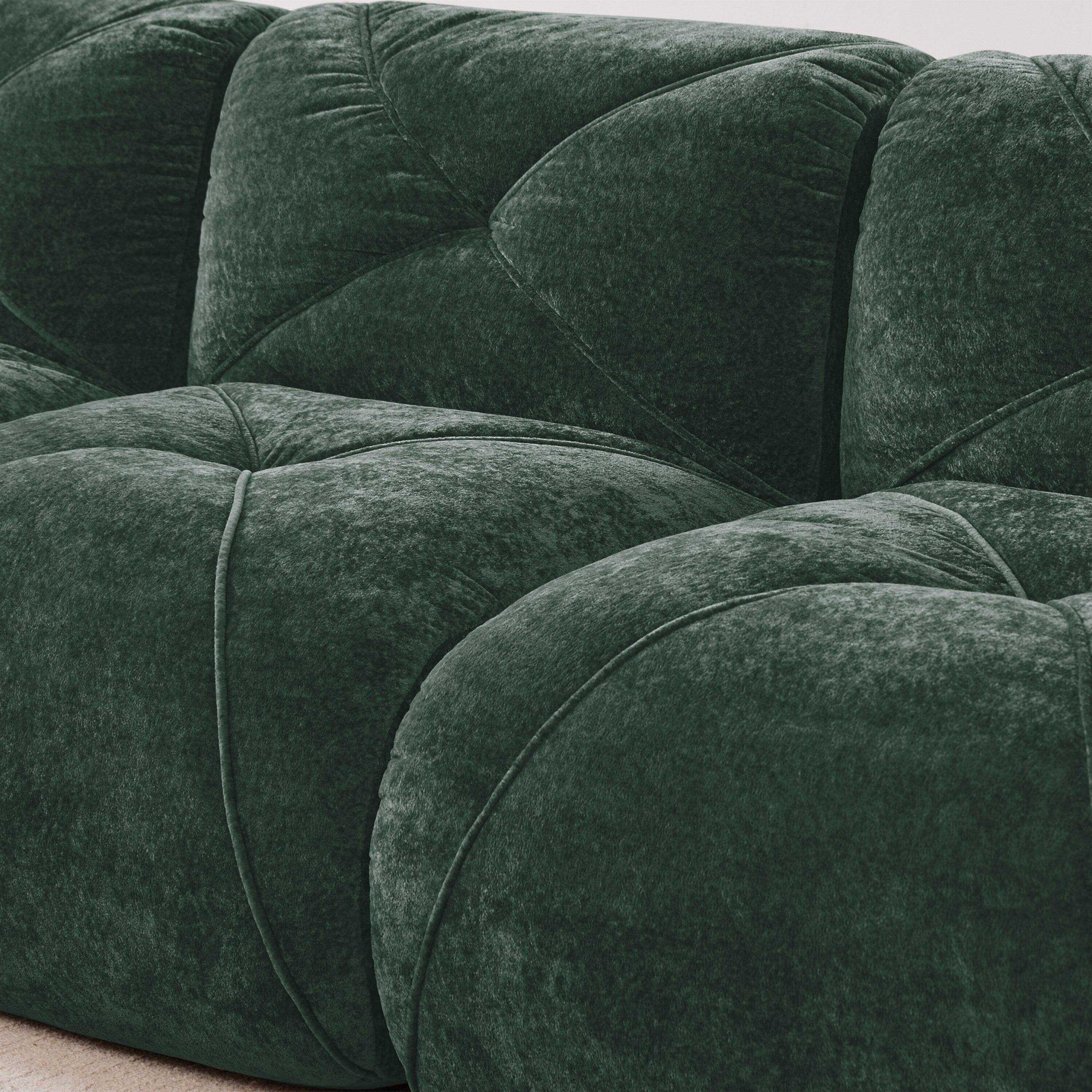 Alt View 5. Boyel Living - U Shaped Velvet Tufted Sofa Movable Ottomans 32D HD Sponge Anti Slip Free Combo No Assembly Living Theater Green - Green.