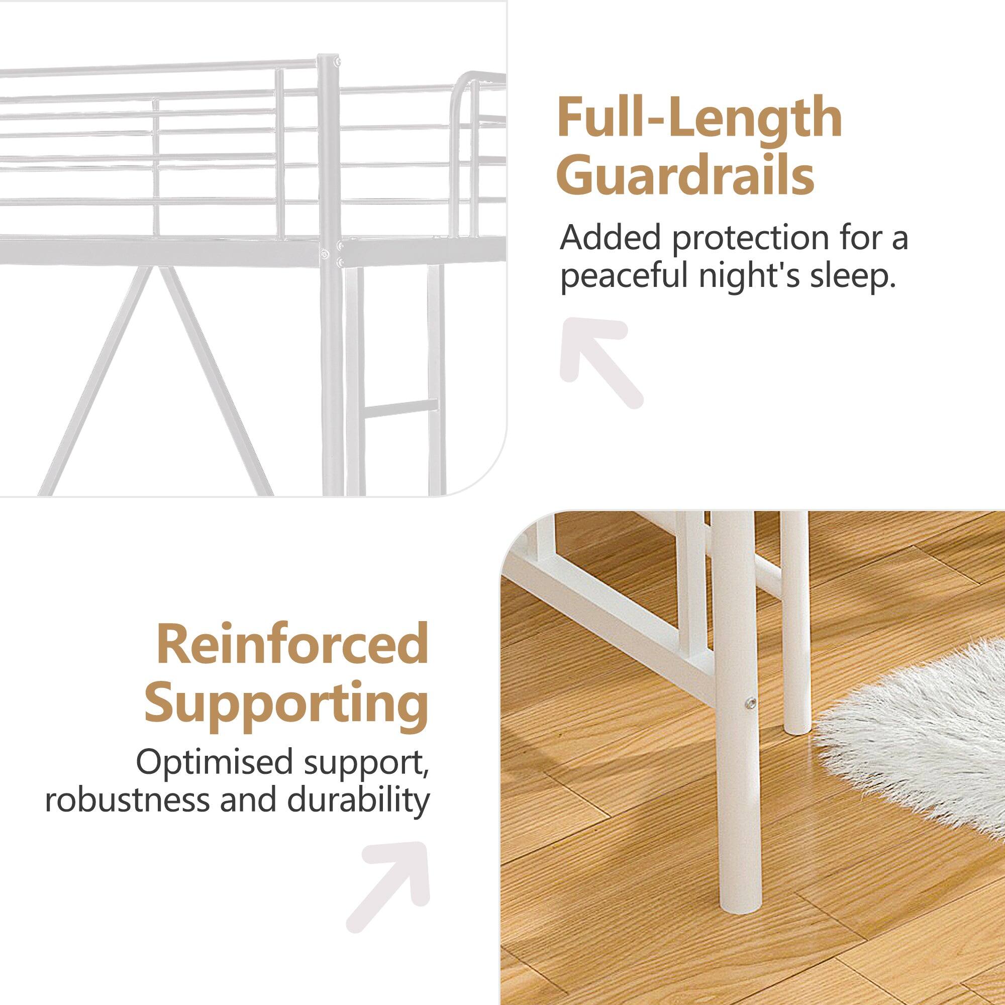 Full-Length Guardrails  
Added protection for a peaceful night's sleep.

Reinforced Supporting  
Optimised support, robustness and durability