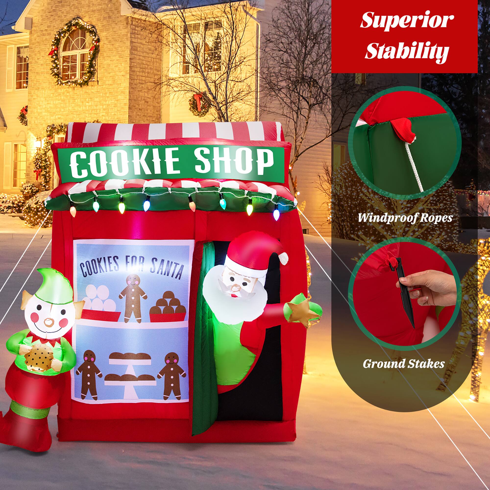 Superior Stability Cookie Shop Windproof Ropes Cookies for Santa Ground Stakes