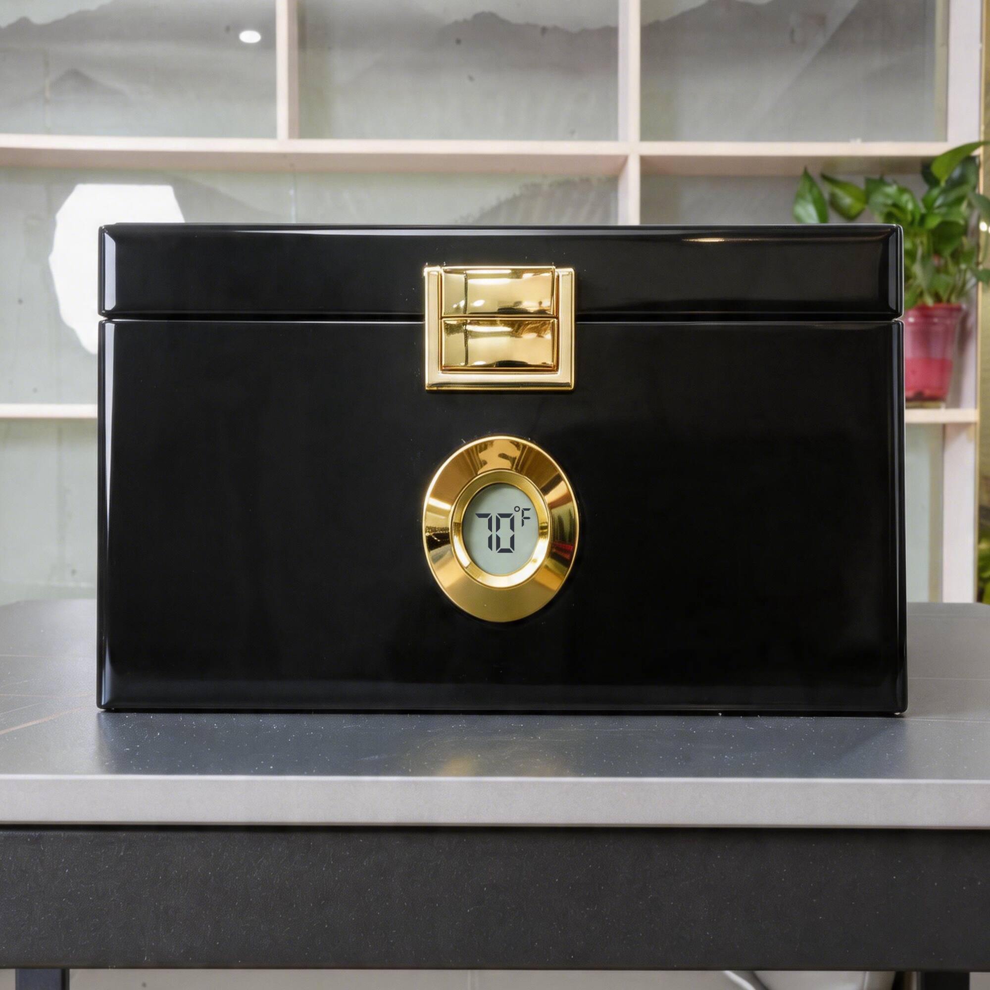 Angle. KingChii - KingChii 3L Travel Cigar Humidor, USB Power Bank Compatible, Temp Control - Black.