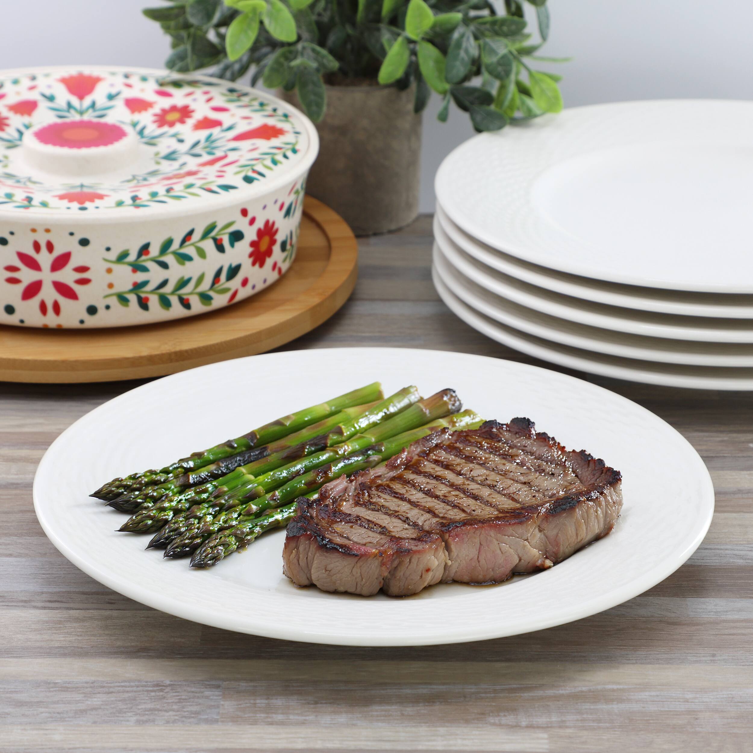Alt View 1. Elama - Elama Ophelia 6 Piece Stoneware Dinner Plate Set in White - White.