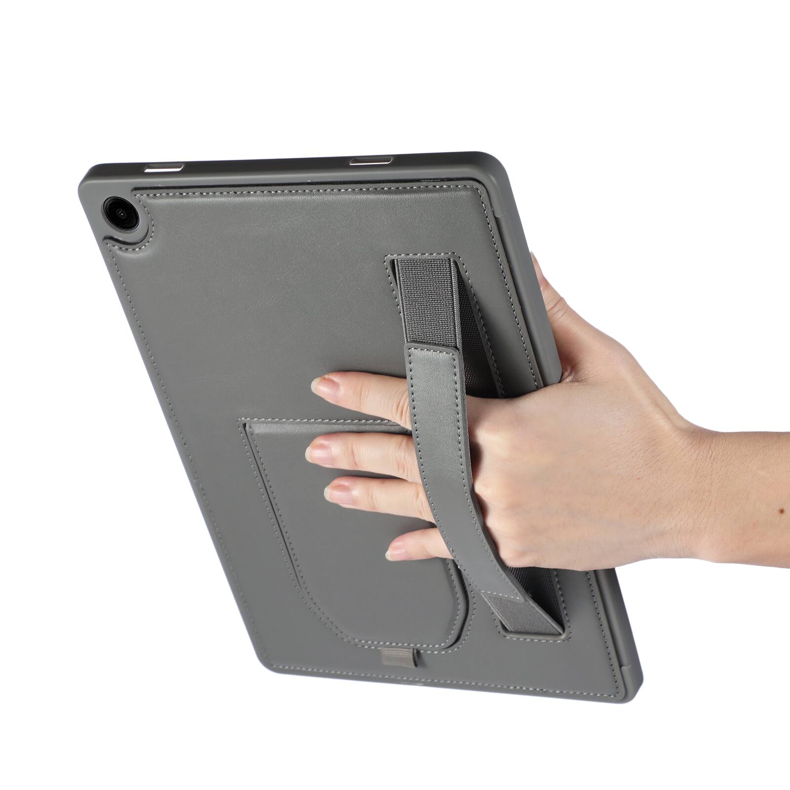 Alt View 1. Dteck - Shockproof Case for Samsung Galaxy Tab A11+ with Hand Strap and Foldable Kickstand, PU Leather TPU Protective Cover - Gary.