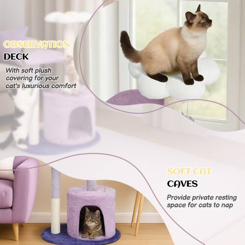 OBSERVATION DECK  
With soft plush covering for your cat's luxurious comfort  

SOFT CAT CAVES  
Provide private resting space for cats to nap