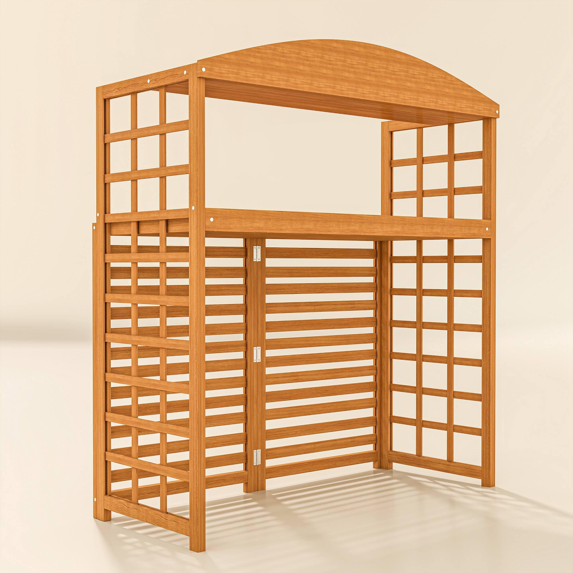 Alt View 8. Outsunny - Outdoor Air Conditioner Fence with Open Shelves, Wood Outdoor Privacy Screen Potting Table, Pool Equipment Enclosure - Light Brown.