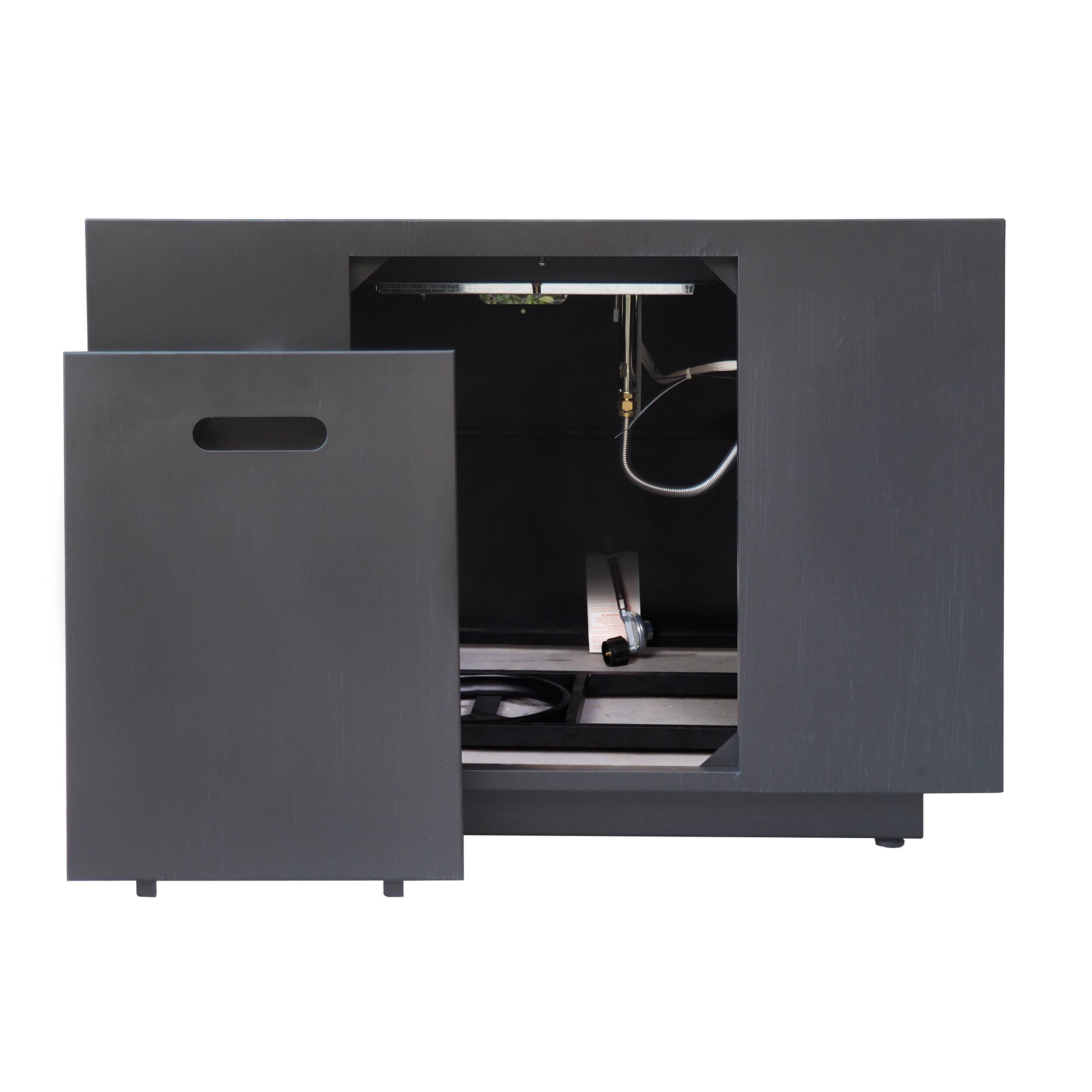 Left. Dexmalle - Dexmalle-Patio Square Iron Propane Fire Pit-Dark Grey.