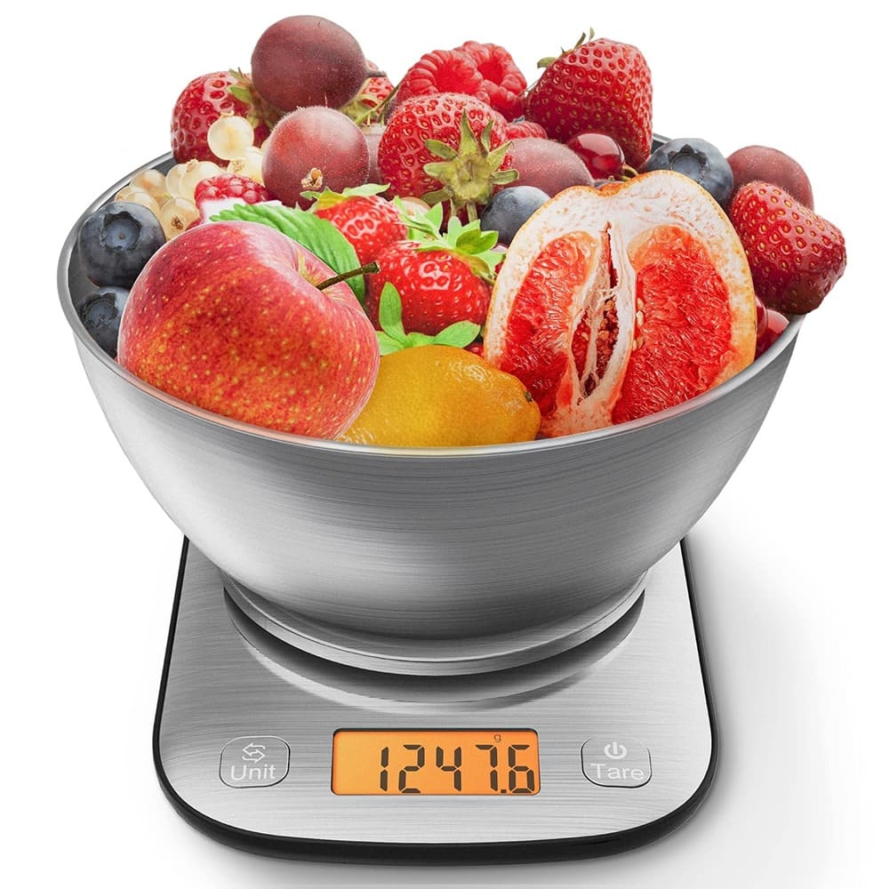 ACJPR - Food Kitchen Scale – 11lb/0.01oz IPX6 Waterproof Stainless Steel with Bowl