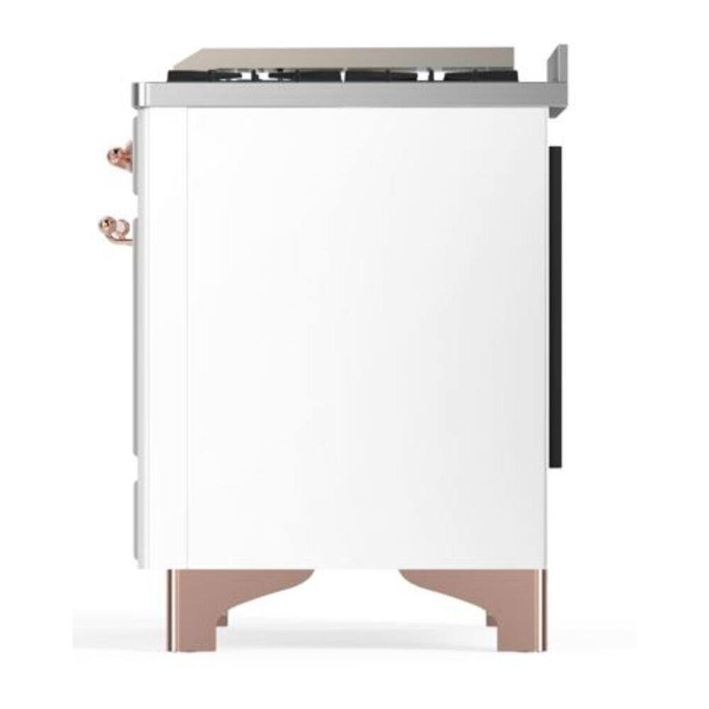 Alt View 6. ILVE - ILVE Majestic II Series  40 in. Dual Fuel Range with 6 Sealed Burners + Griddle (Natural Gas, Copper Trim) - White.
