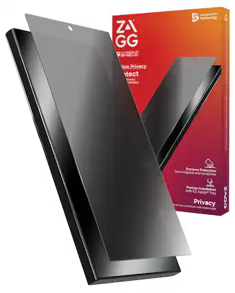 ZAGG INVISIBLE SHIELD
Designed for Samsung Fusion Privacy Protect 2:way privacy Screen protector Extreme Protection from impacts and scratches Precise Installation with EZ Apply Tray privacy protection Privacy with matte finish ZAGG
Designed for Samsung
INVISIBLE SHIELD
Fusion Privacy Protect
Privacy
Extreme Protection from impacts and scratches
Precise Installation with EZ Apply Tray
Privacy with matte finish