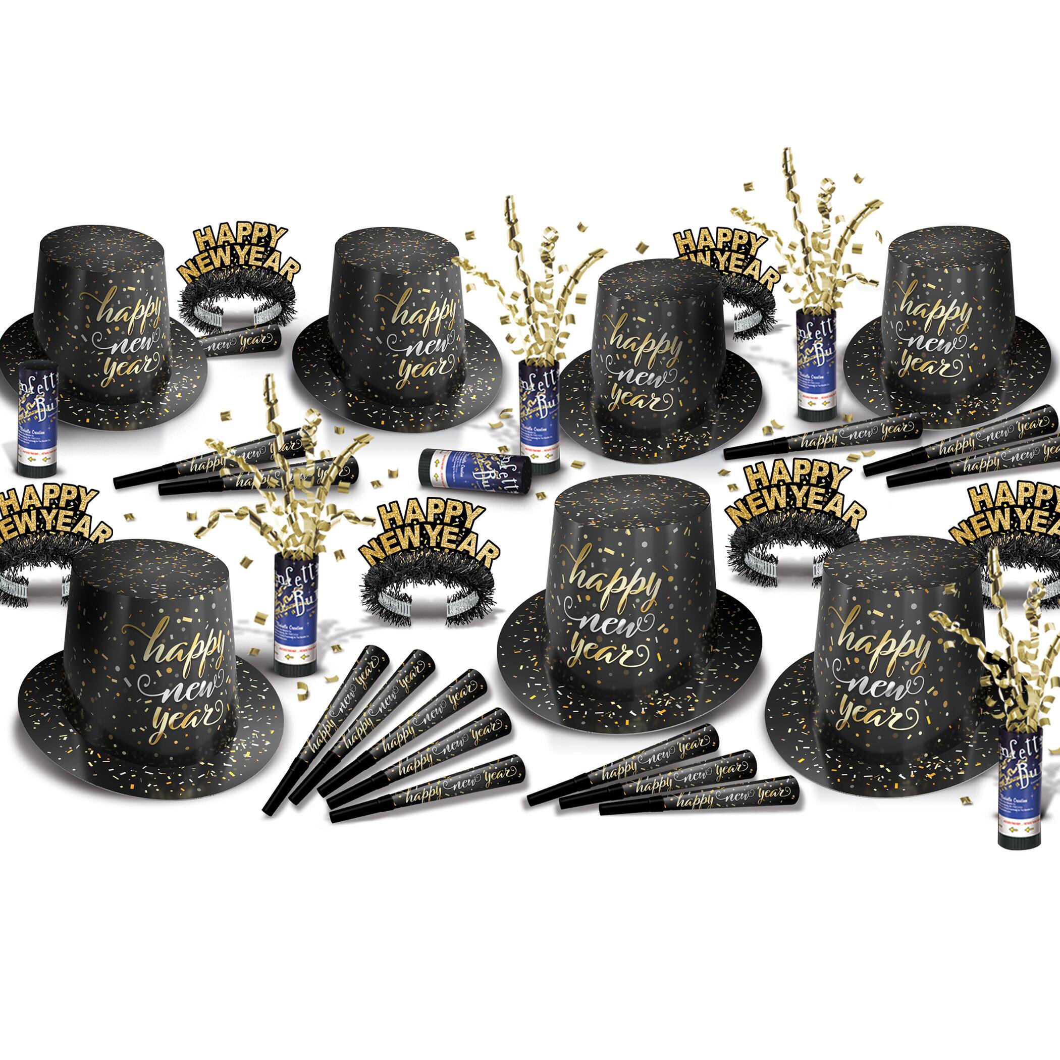 Beistle - 88455BK50 Confetti New Year Asst for 50 - Black/Gold