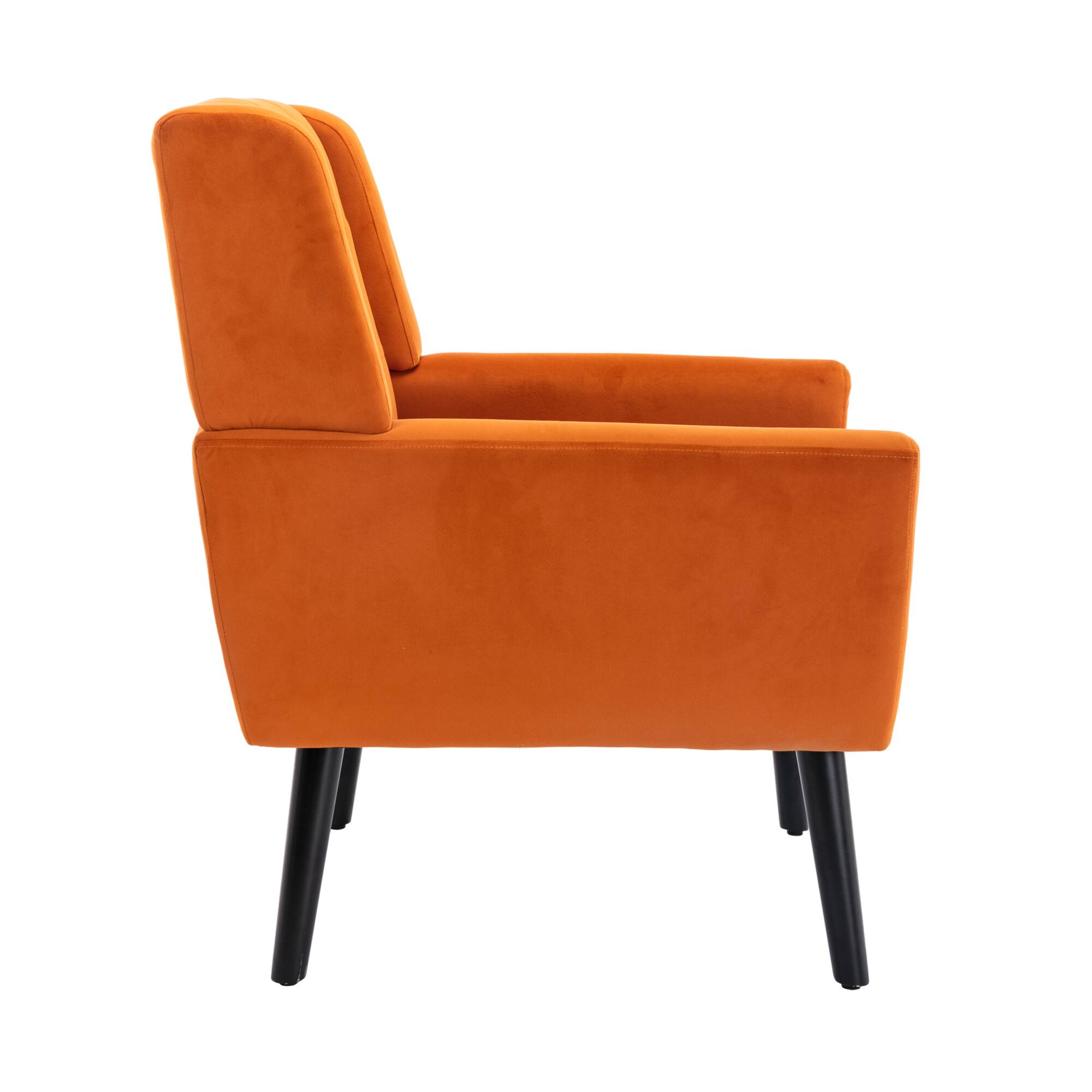 Alt View 4. GOODSILO - Luxury Velvet Upholstered Accent Chair with Ergonomic Design for Living Room and Bedroom Comfort - Orange.