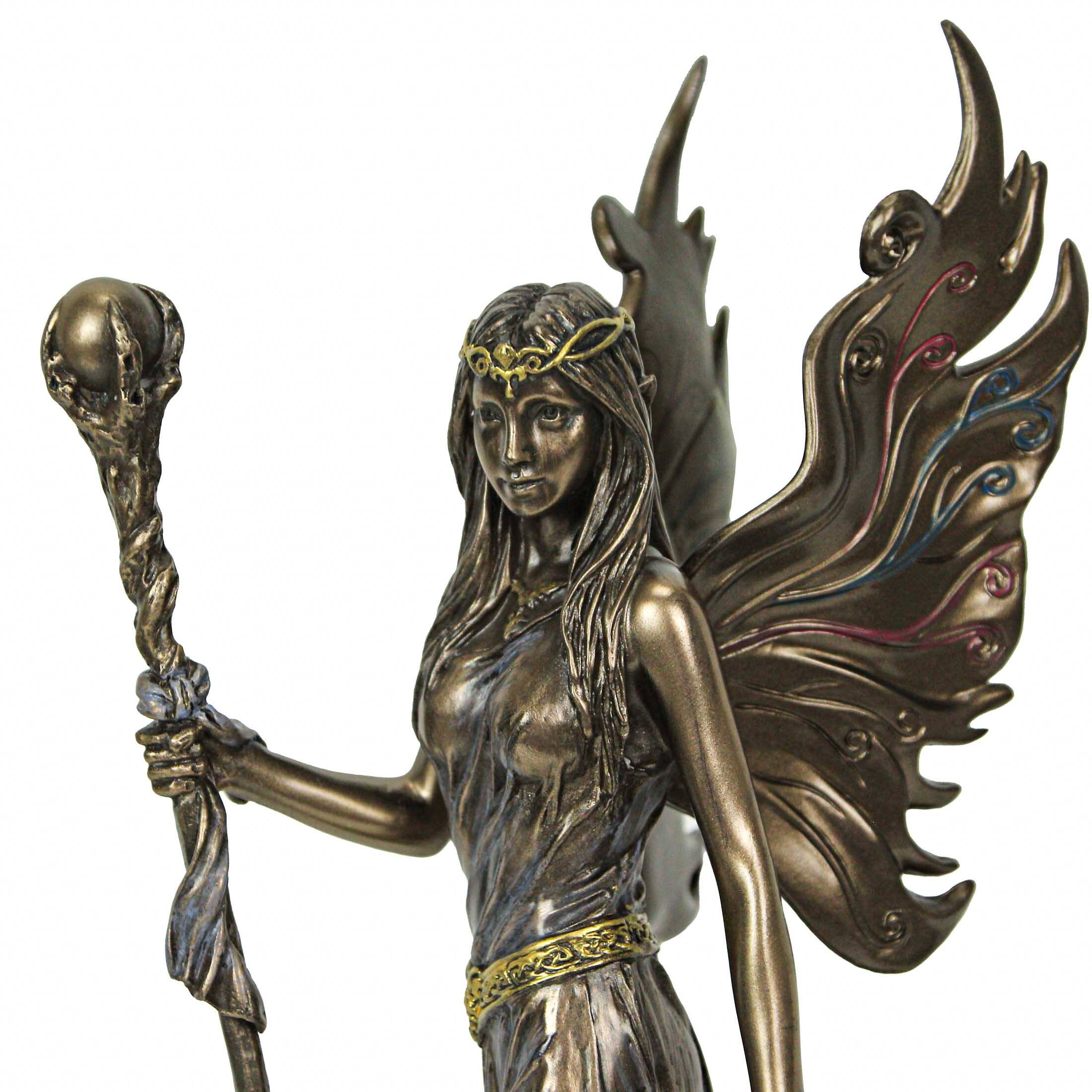 Alt View 5. Veronese Design - Aine Queen of the Fairies Bronze Finish Statue 8.75 Inches High - Multicolored.