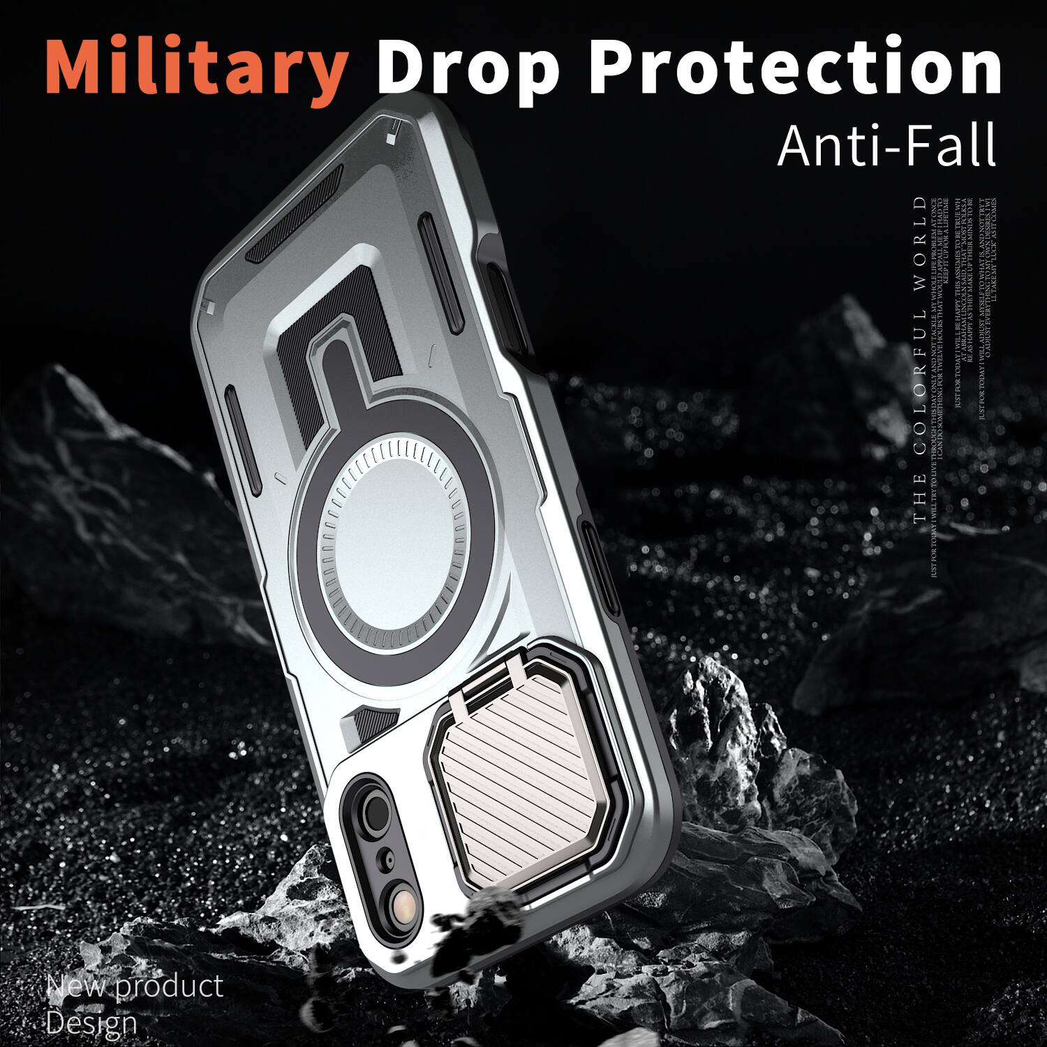 Military Drop Protection Anti-Fall  
WORLD CERES  
INSPECT  
COMPANY ARISSO WILLS  
COLORFUL  
TODAY FOR TODAY  
JUST JUSTION  
THE EWILLTRY  
TODAY  
SOCIAL  
PLANCE  
New product Design