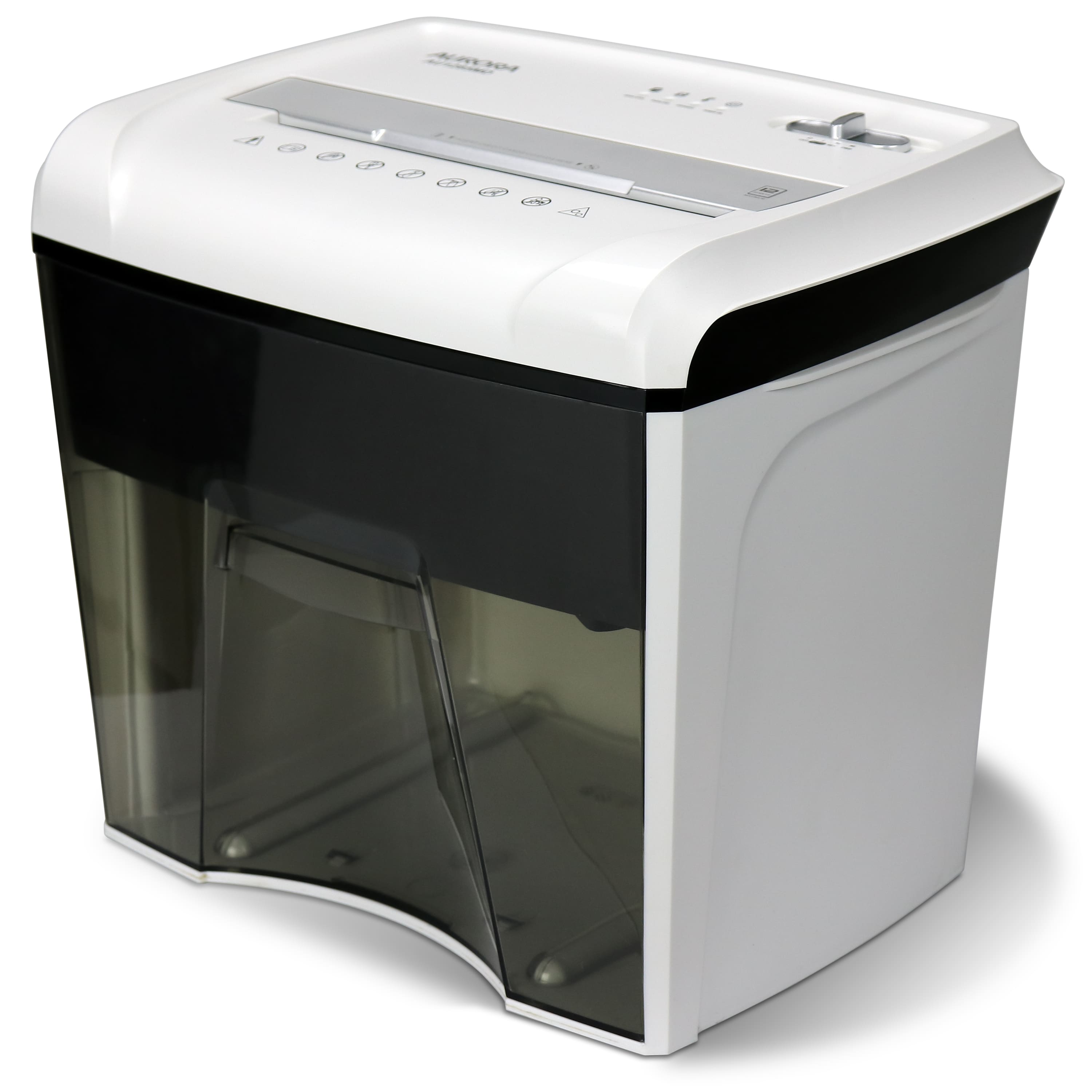 Angle. Aurora - Aurora AU1285MD Compact Desktop High Security 12-Sheet Micro-Cut Paper Shredder / CD/Credit Card/Junk Mail Shredder - White/Black.