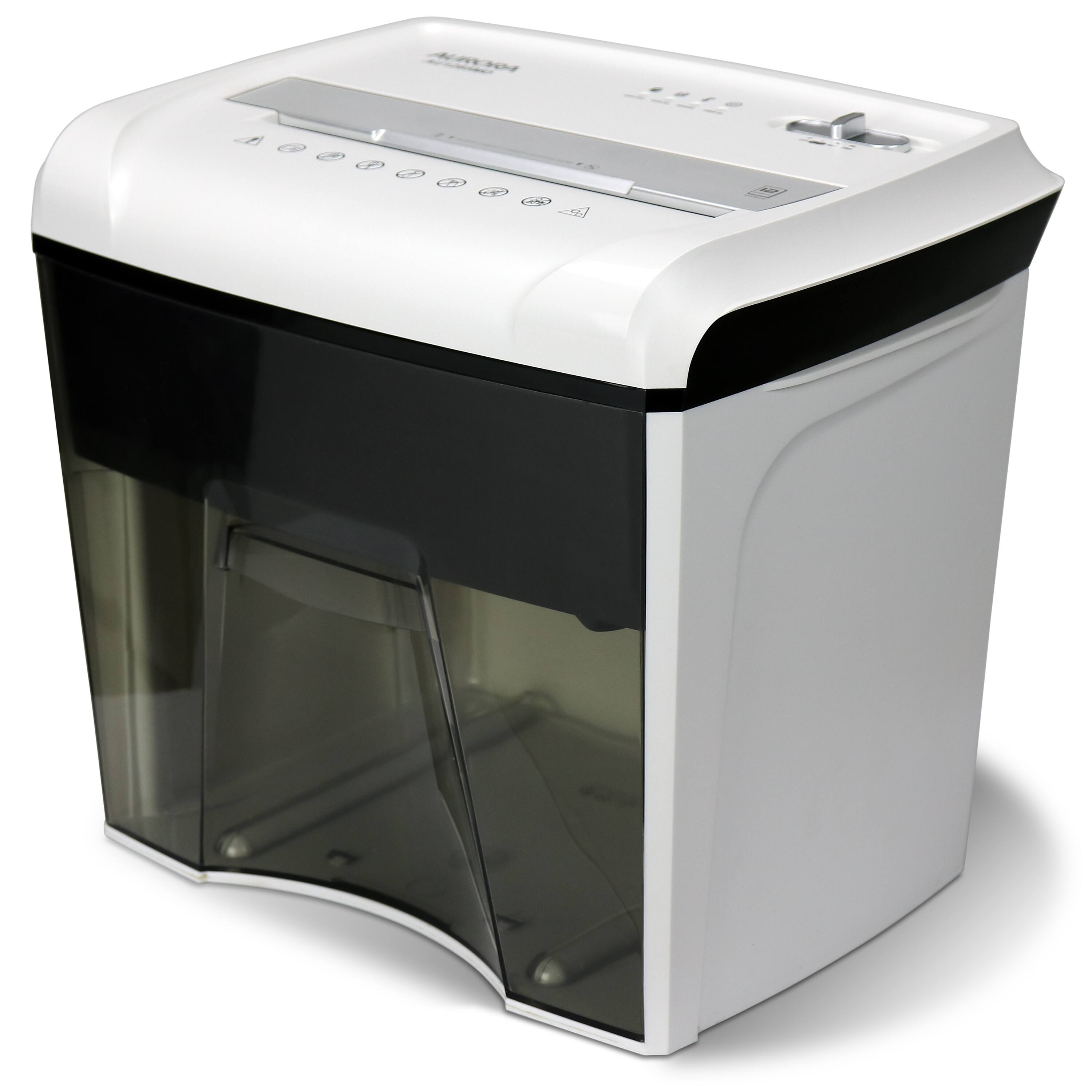 Angle. Aurora - Aurora AU1285MD Compact Desktop High Security 12-Sheet Micro-Cut Paper Shredder / CD/Credit Card/Junk Mail Shredder - White/Black.