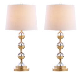 Jonathan Y - Avery 27.5" Crystal LED Table Lamp, (Set of 2) - Clear/Brass Gold