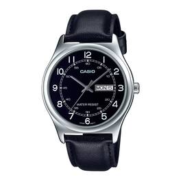 Casio - Men’s Leather Watch with Dial - MTP-V006L-1B2UDF - Black