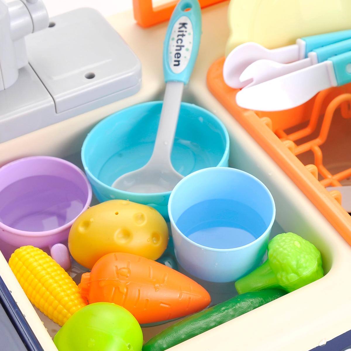 Alt View 1. JuzToys - Play Food Sets for Kids Kitchen, Sink Toy Play Food and Dishes, Kitchen Toys Pretend Play for Toddlers 3-5 - Multi.