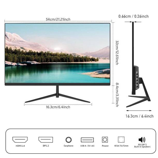 54cm / 21.21inch  
0.66cm / 0.26inch  
16.3cm / 6.4inch  
32cm / 12.61inch  
8.4cm / 3.31inch  

ILILI  
16.3cm / 6.4inch  

HDMI1.4  
DP1.2  
Earphone  
USB-A (CV-1A)  
Power  
VESA 75x75mm  
Built-in Speakers  

MZ/U8