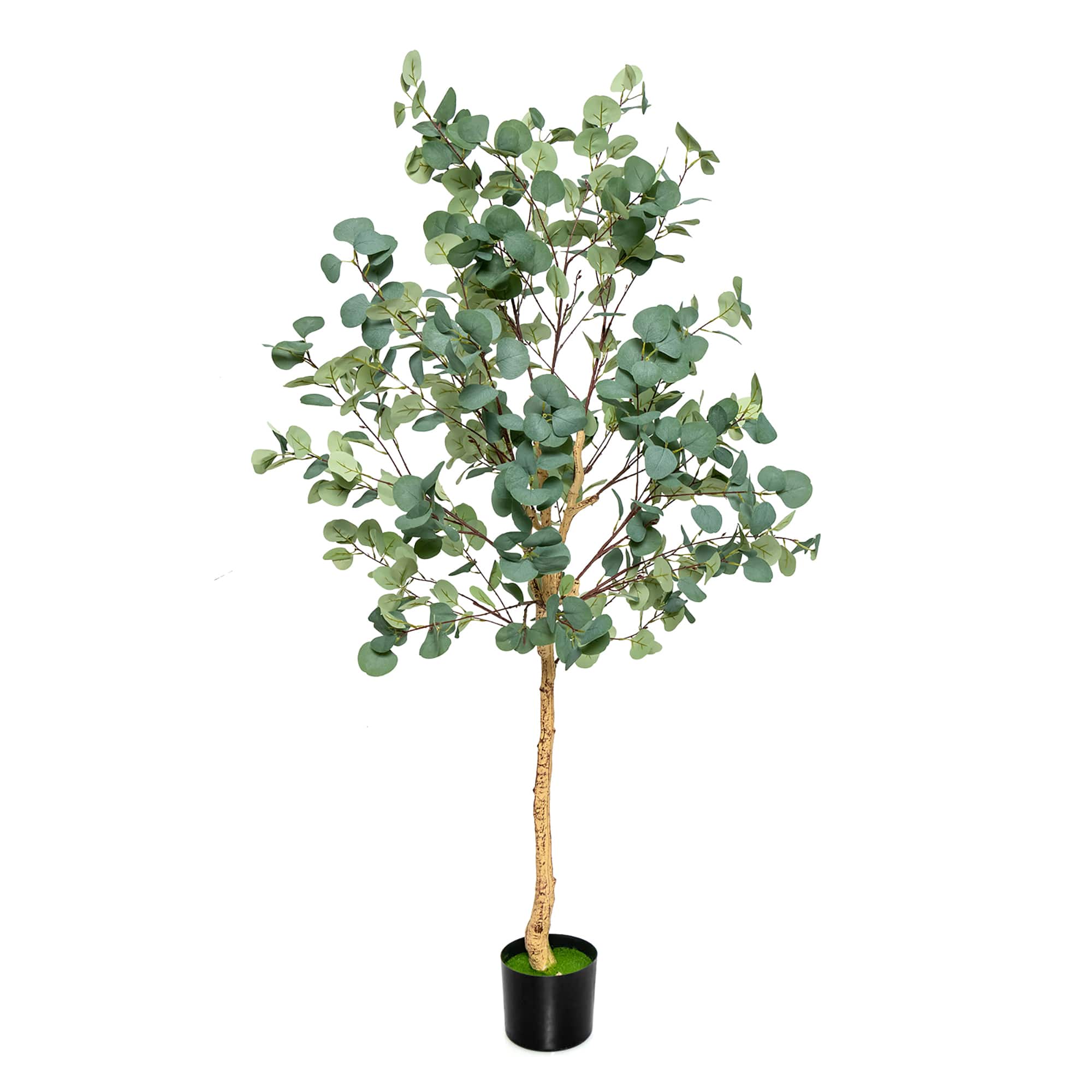 Costway - 1 PCS 5.5FT Artificial Tree Fake Eucalyptus Tree for Living Room Office Home Decor - Green,Black