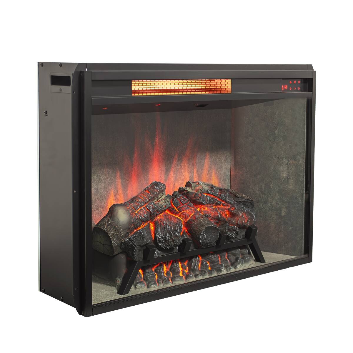 Front. Loheer - Loheer 28 inch electric fireplace insert, Wall Mounted Recessed Heater, 1500W - Antique Black.