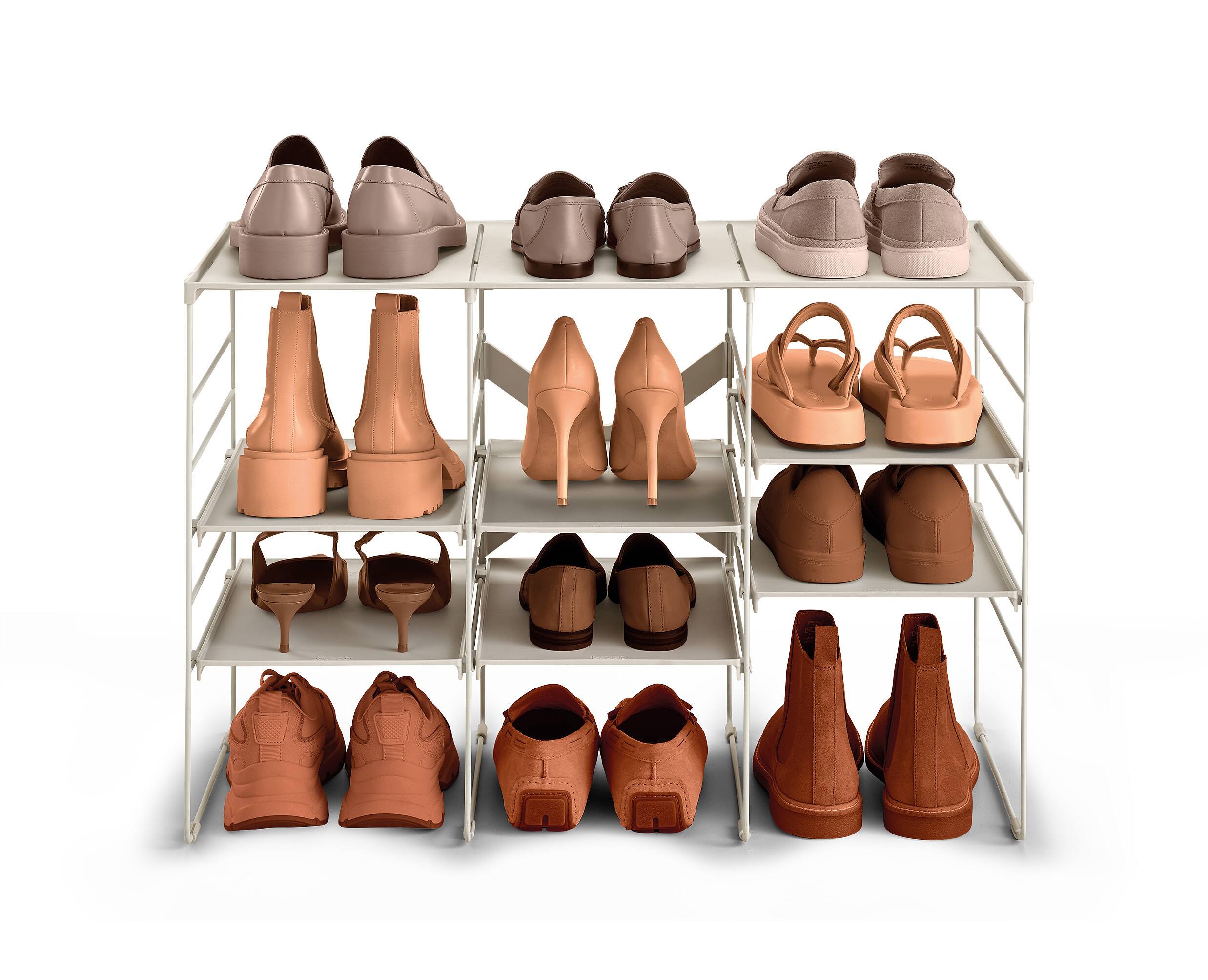 Alt View 1. Joseph Joseph - Level Adjustable Shoe Rack - Stores 12 Pairs - Ecru.