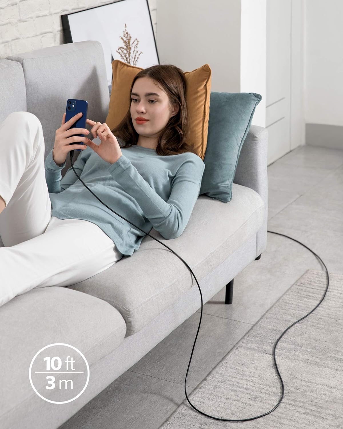 Alt View 5. Anker - Anker USB C to Lightning Cable (10ft) - Black.