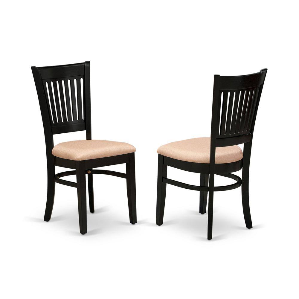 Front. East West Furniture - East West Furniture - SHVA5-BLK-C - 5-Pc Kitchen Dining Set- 4 Modern Dining Room Chair and Round Kitchen Table - Linen - Black.