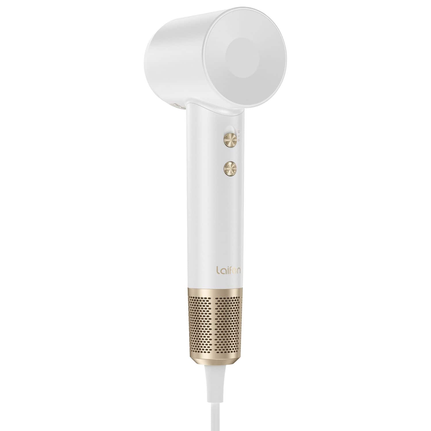 Angle. Laifen - SWIFT Premium Hair Dryer + Bag (2 nozzles) - White.