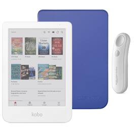 Kobo - Clara Colour (White) eReader with White Remote Bundle - 2025 - Cobalt Blue Basic SleepCover